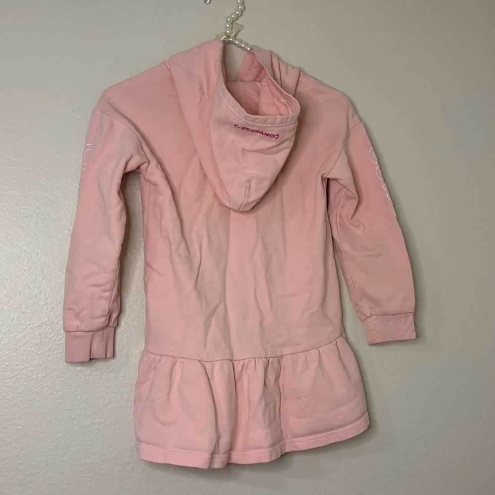 Converse Girls Pink Logo Embroidered Hooded Sweater Dress